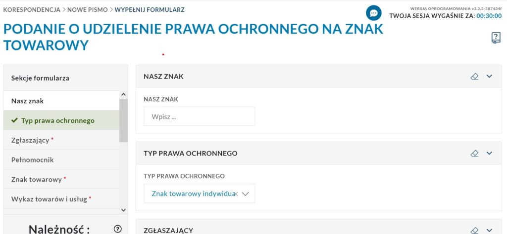 Podanie o udzielenie prawa ochronnego na znak towarowy