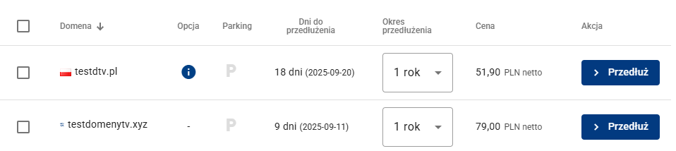 Sprawdzanie statusu domeny przed transferem